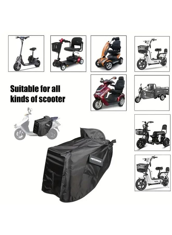 Black Windproof Fleece Lined Motorcycle Scooter Apron Cover Adjustable Waist Belt Reflective Strips - Image 5